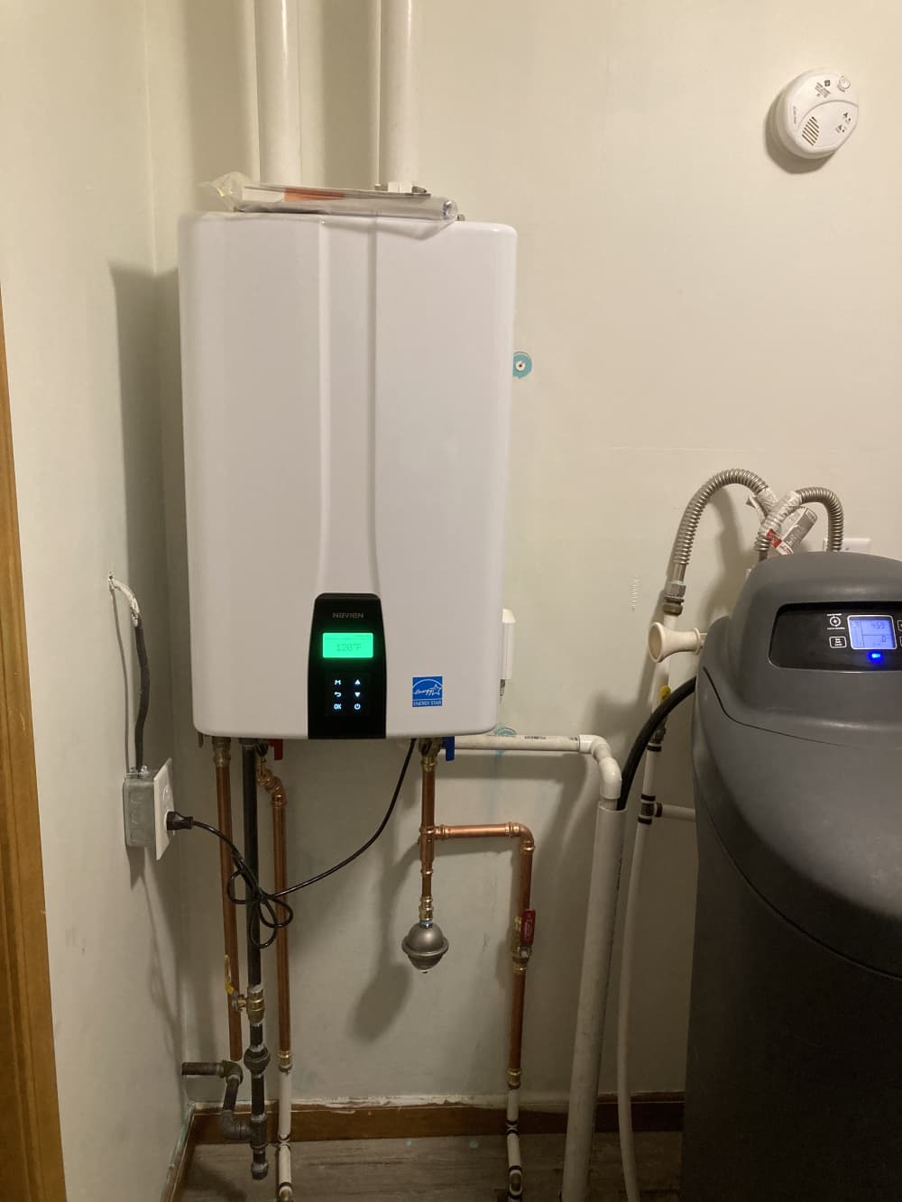 Navien unit and water softener equipment installation